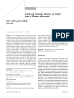 Effects of Parental Warmth and Academic Pressure On Anxiety and Depression Symptoms in Chinese Adolescents