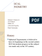 Spherical Trigonometry: Math 122 2:00-3:00 Tue-Fri Feati University