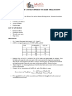 Co4: Effect of Concentration On Rate of Reaction: Objectives