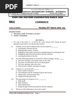 Commerce: Form One Midterm Examination March 2020