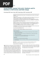 Social Phobia Among University Students and Its Relation To Self-Esteem and Body Image