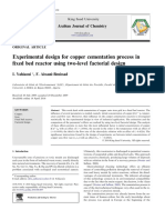 Experimental Design For Copper Cementation Process in Fixed Bed Reactor Using Two-Level Factorial Design