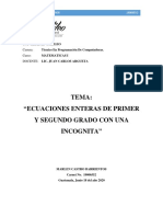 Matematica I, Ecuaciones Enteras de Primer Grado Con Una Incognita PDF