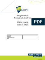 Assignment II Numerical Analysis ENEC20003 Term 1 2020: Full Name Student ID Date of Submission Mark