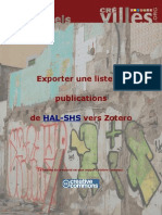 Exporter Une Liste de Publications de Vers Zotero: Hal-Shs