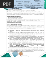 Guía de Ruta y Avance de Ruta para La Realimentación - Fase 2. Plan y Acción Solidaria