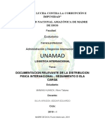 Logistica Internacional (DOCUMENTACION RELEVANTE DE LA DISTRIBUCION FISICA INTERNACIONAL, SEGUIMIENTO D ELA CARGA)