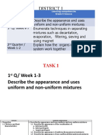 District 1: Week of The Quarter/grading Period Learning Competencies Grade 6 Science