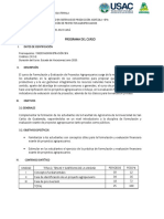 Programa Del Curso Formulación y Evaluación de Proyectos