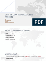 Unit 49: Lean Manufacturing (WEEK 1) : by Daw Zin Mar Oo Assessor Mechanical Department