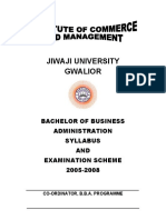 Jiwaji University Gwalior: Bachelor of Business Administration Syllabus AND Examination Scheme 2005-2008