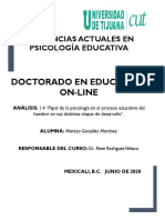 ANÁLISIS 1.4 Papel de La Psicología en El Proceso Educativo Del Hombre en Sus Distintas Etapas de Desarrollo