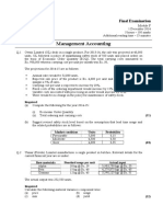 Management Accounting: Final Examination