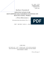 Indian Standard: Specification For Hot-Dipped Galvanized Coatings On Round Steel Wires