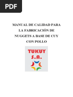 Manual de Calidad para La Fabricación de Nuggets A Base de Cuy Con Pollo