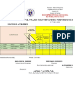 Criteria For Awards For Outstanding Performance in Specific Disciplines