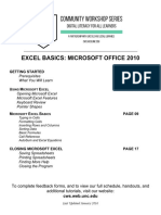 Excel Basics: Microsoft Office 2010: Prerequisites What You Will Learn