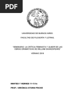 Monografía para Seminario La Crítica Feminista y Queer en Las Obras Dramáticas de William Shakespeeare