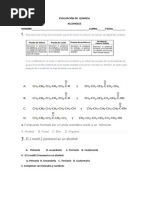 Evaluaciòn de Quimica Alcoholes 2018