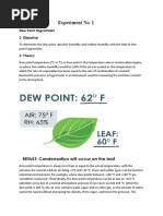 Experiment No. 1: Dew Point Hygrometer 1-Objective