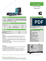 Diesel Generator Data Sheet: Power by Cummins Model: AC45