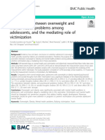 Associations Between Overweight and Mental Health Problems Among Adolescents, and The Mediating Role of Victimization