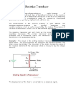 Resistive Transducer: Example - The Circuit of The Sliding Resistive Transducer Is Shown in The