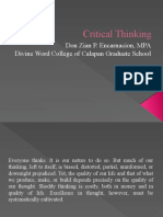 Critical Thinking: Don Zian P. Encarnacion, MPA Divine Word College of Calapan Graduate School