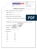 Monday Math Drills: NAME OF THE STUDENT: - CLASS 5 SEC: - Subject: Maths