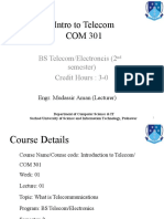 Intro To Telecom COM 301: BS Telecom/Electroncis (2 Semester) Credit Hours: 3-0