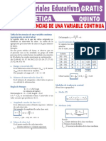 Tabla de Frecuencias de Una Variable Continua para Quinto Grado de Secundaria