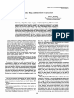 Outcome Bias in Decision Evaluation: Jonathan Baron University of Pennsylvania John C. Hershey