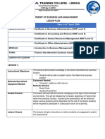 Introduction To Business Management 2 Lesson Plan