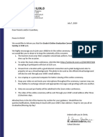 Letter For Online Graduation Ceremony - Grade 6 PDF