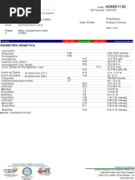 Biometría Hemática: Resultados Análisis Clínicos