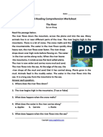 Grade 3 Reading Comprehension Worksheet The River