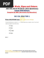 TIME & Work, Pipes and Cistern: SSC CGL 2018 Tier 1