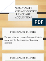 Personality Factors and Second Language Acquisition