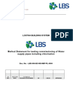 Method Statement For Testing and Commissioning of Water Supply Pipes Including Chlorination