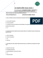 Examen INSPECCIÓN VISUAL NIVEL - 1 PDF