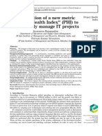 Introduction of A New Metric "Project Health Index" (PHI) To Successfully Manage IT Projects