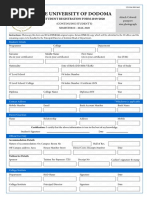 The University of Dodoma: Student Registration Form 2019/2020