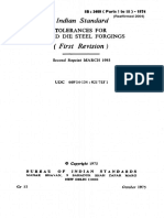 Hdian Standard: Tolerances For Closed Die Steel Forgings (