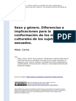 Mejia, Carlos. (2015) - Sexo y Geznero. Diferencias e Implicaciones para La Conformaciozn de Los Mandatos Culturales de Los Sujetos Sexuados PDF