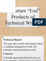 Important "End" Products of Technical Writing