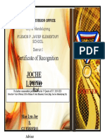 Joche L Puno: Certificate of Recognition