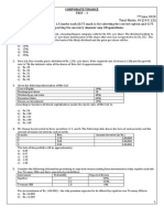 CORPORATE FINANCE Test 3