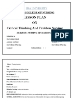 Lesson Plan ON Critical Thinking and Problem Solving.: Era College of Nursing