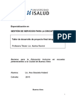 Barreras para La Educación Inclusiva en Escuelas Pertenecientes A La Ciudad de Buenos Aires