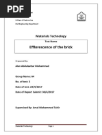 Efflorescence of The Brick: Materials Technology